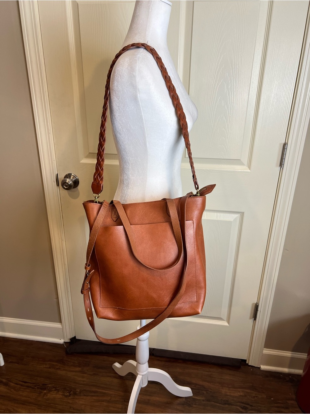 Madewell large transport tote with two  removable straps Leather Tote in brown